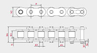 O-Ring Roller Chains - Dimensional Drawing