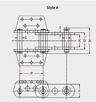 Bucket Elevator Chain Type A - Dimensional Drawing