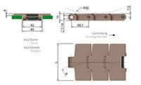 Flat Top Chain Series 880 M - Dimensional Drawing