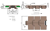Flat Top Chain Series 880 TAB - Dimensional Drawing