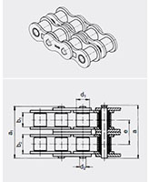 JWIS Roller Chains BS Duplex - Dimensional Drawing