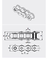JWIS Roller Chains BS Simplex - Dimensional Drawing