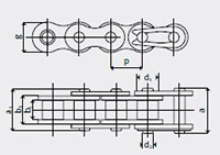 Megalife I_II  - Roller Chains Simplex - Dimensional Drawing