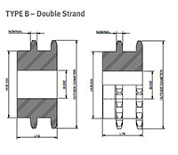 No. 100 1 1_4 Pitch - Multiple Strand Double - Dimensional Drawing