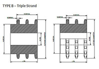 No. 100 1 1_4 Pitch - Multiple Strand Triple - Dimensional Drawing