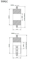 No. 100 1 1_4 Pitch - Plain Bore Type C - Dimensional Drawing