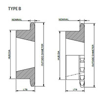 No. 100 1 1_4 Pitch - Tapered Bushing B Single - Dimensional Drawing