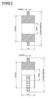 No. 120 1 1_2 Pitch - Plain Bore Type C - Dimensional Drawing