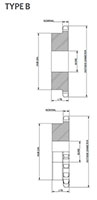 No. 140 1 3_4 Pitch - Plain Bore Type B - Dimensional Drawing