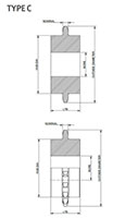 No. 140 1 3_4 Pitch - Plain Bore Type C - Dimensional Drawing