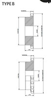 No. 160 2 Pitch - Plain Bore Type B - Dimensional Drawing