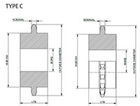 No. 200 2 1_2 Pitch - Plain Bore Type C - Dimensional Drawing