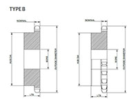 No. 240 3 Pitch - Plain Bore Type B - Dimensional Drawing