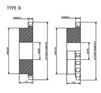 No. 35 3_8 Pitch - Plain Bore TypeB - Dimensional Drawing