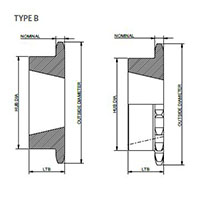 No. 35 3_8 Pitch - Tapered Bushing - Dimensional Drawing