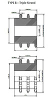 No. 40 1_2 Pitch - Multiple Strand Triple - Dimensional Drawing