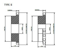 No. 40 1_2 Pitch - Plain Bore TypeB - Dimensional Drawing