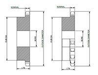 No. 50 5_8 Pitch - Finished Bore - Dimensional Drawing
