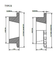 No. 50 5_8 Pitch - Tapered Bushing Single - Dimensional Drawing