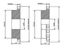 No. 60 3_4 Pitch - Finished Bore - Dimensional Drawing