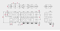 Roller Chains - BS Duplex- Dimensional Drawing