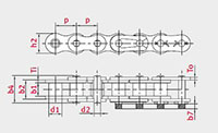 Roller Chains - Heavy Series H - Dimensional Drawing