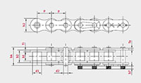 Roller Chains - Nickel-Plated Series - Dimensional Drawing