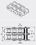 JWIS Roller Chains - American Standard (Ansi) Duplex - Dimensional Drawing