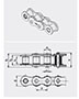 JWIS Roller Chains BS Simplex - Dimensional Drawing